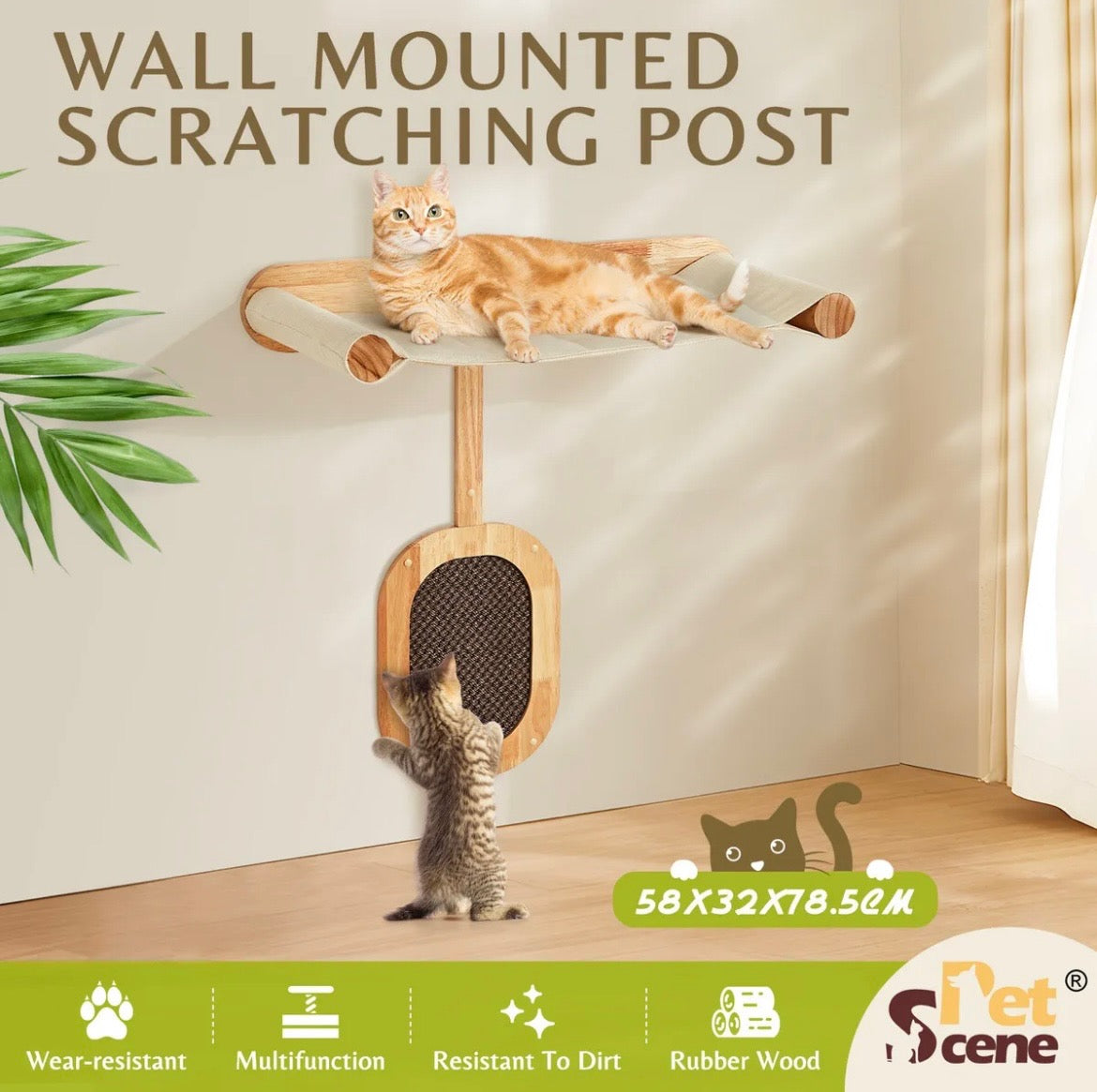 Cat Bed Kitten Scratching Post Perch Wall Mounted